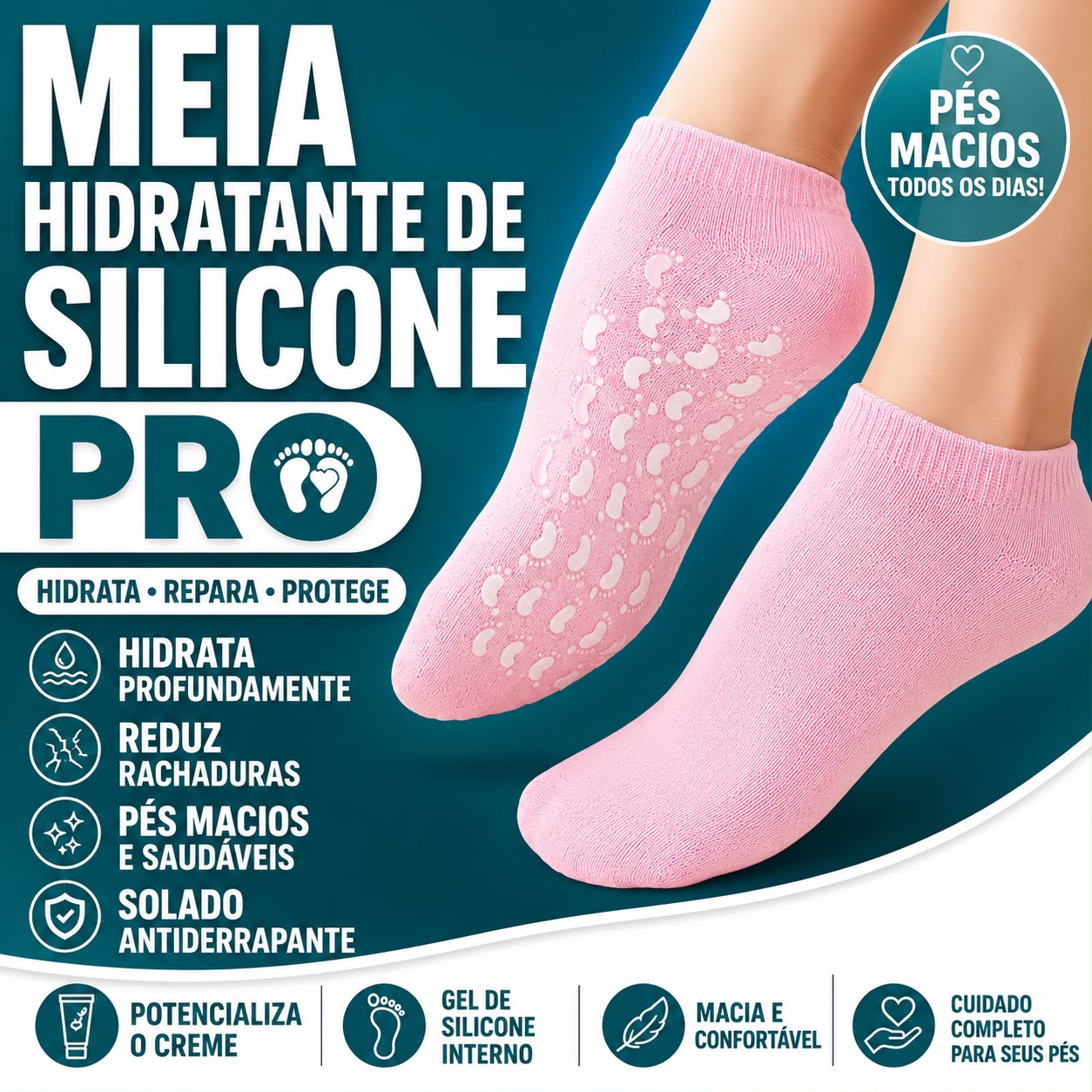 Meia Hidratante de Silicone Pro