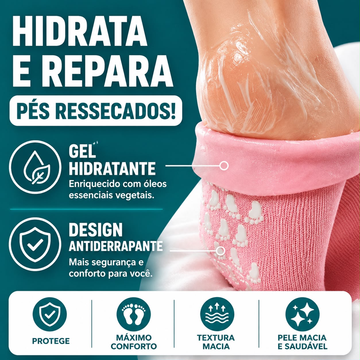 Meia Hidratante de Silicone Pro