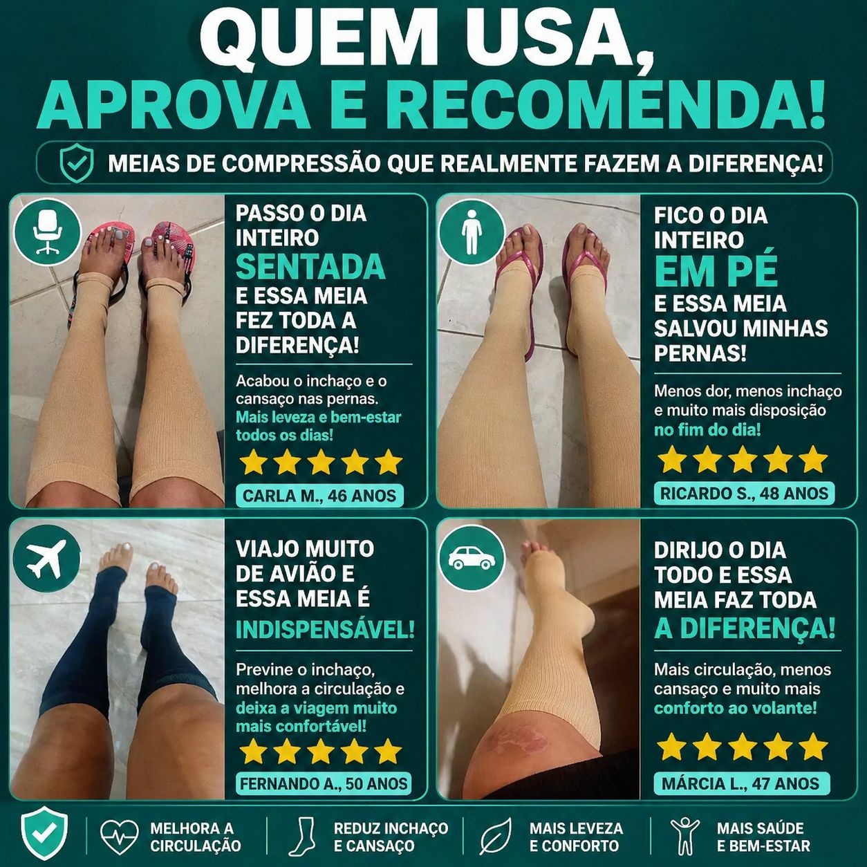 Compressive™ Pro - Meia de Compressão Elástica