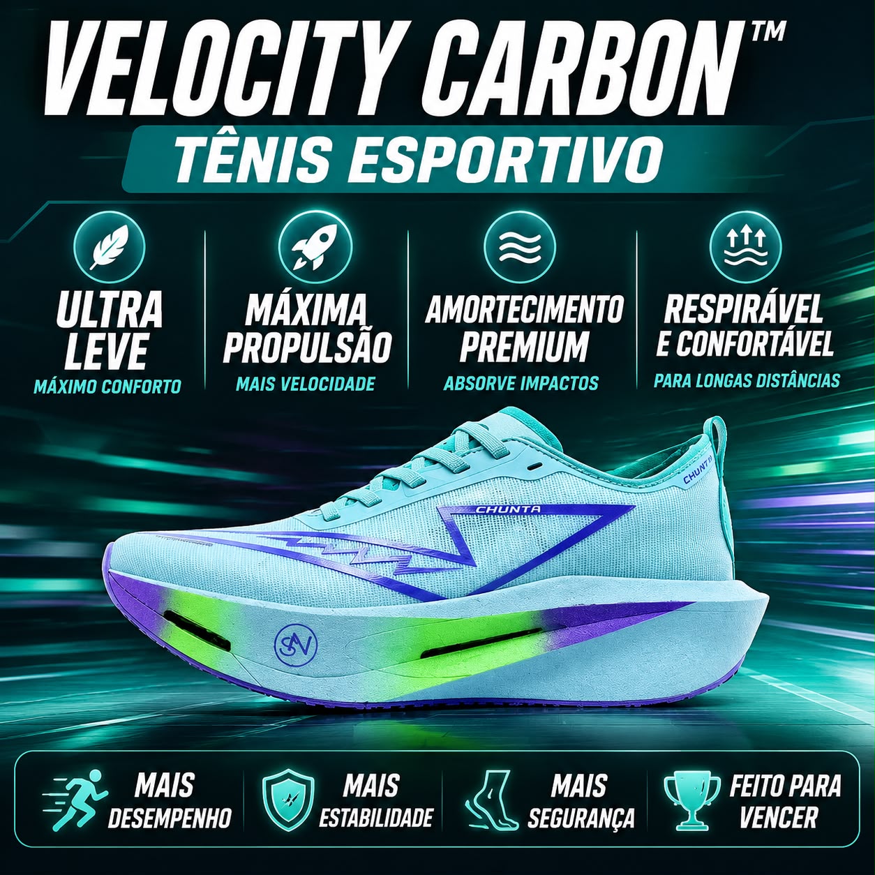 Velocity Carbon Chunta – Tênis Esportivo