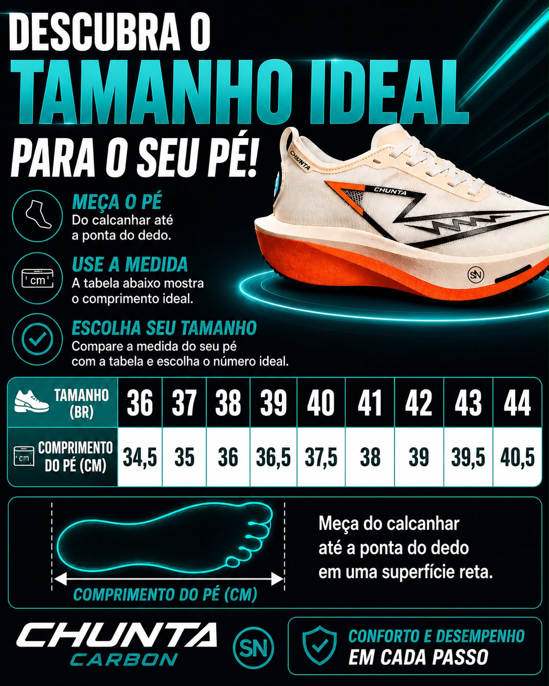 Velocity Carbon Chunta – Tênis Esportivo